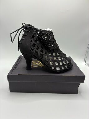 Dance and Sway Black Lattice Lace-Up Women’s Dancing Heels US Size 7-7.5